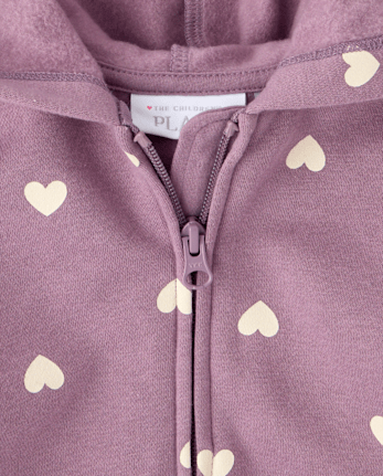 Toddler Girls Print Premium Fleece Zip Up Hoodie