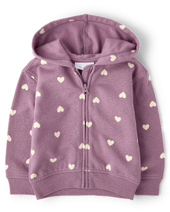Toddler Girls Print Premium Fleece Zip Up Hoodie