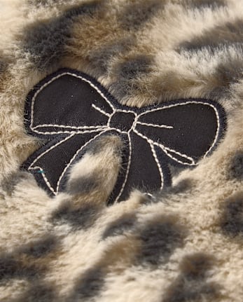 Toddler Girls Hello Kitty® Leopard Embroidered Faux Fur Bomber Jacket - SEA SHELL