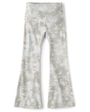 Girls Quick Dry Camo V-Waist Flare Leggings
