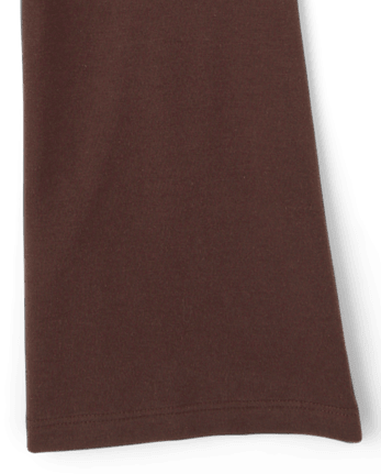 Girls Foldover Flare Leggings - FUDGE