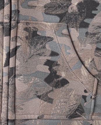 Boys Camo Premium Fleece Sherpa Lined Zip Up Hoodie