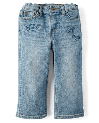 Baby And Toddler Boys Racecar Doodle 90s Loose Jeans