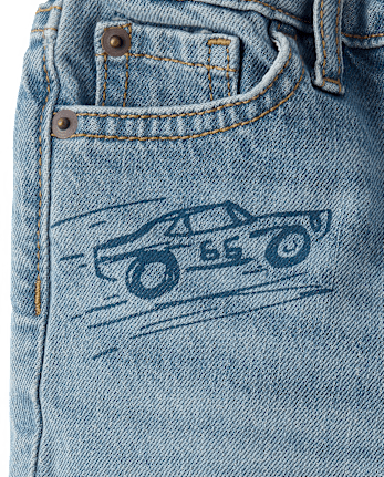 Baby And Toddler Boys Racecar Doodle 90s Loose Jeans