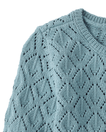 Girls Scalloped Pointelle Sweater