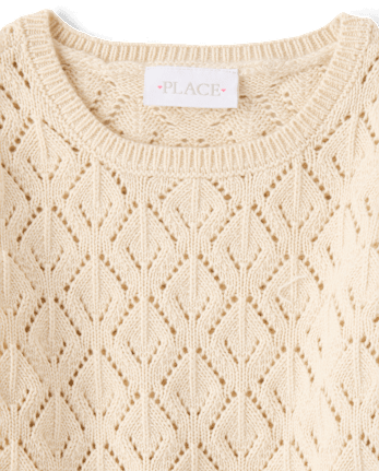 Girls Scalloped Pointelle Sweater