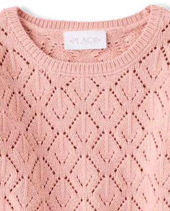 Girls Scalloped Pointelle Sweater