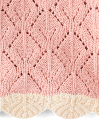 Girls Scalloped Pointelle Sweater