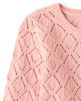 Girls Scalloped Pointelle Sweater