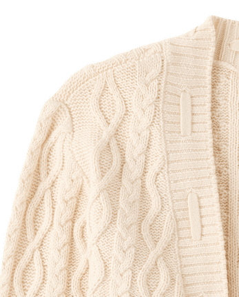 Gilet en maille torsadée à lacets et nœud pour fille