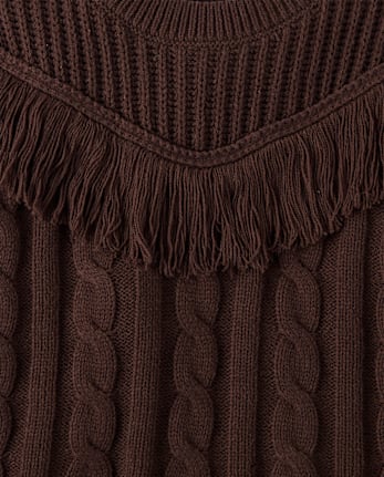 Girls Fringe Shaker Stitch Sweater