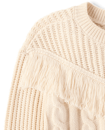 Girls Fringe Shaker Stitch Sweater