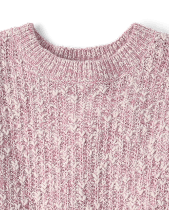 Pull en maille torsadée chinée à points shaker pour filles
