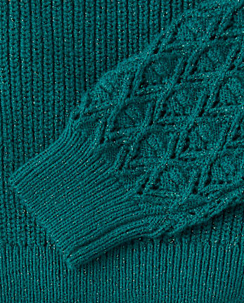 Girls Shimmer Stitched Raglan Sweater