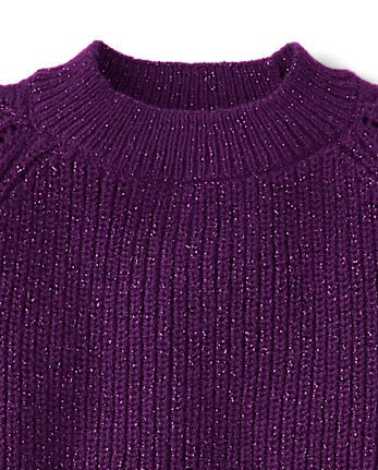 Girls Shimmer Stitched Raglan Sweater