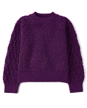 Girls Shimmer Stitched Raglan Sweater