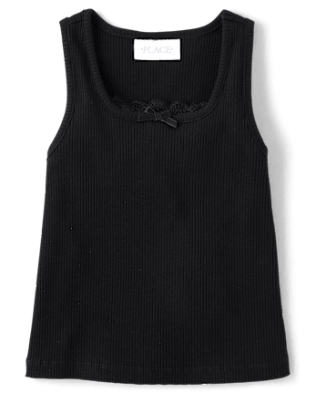Girls Lace Ribbed Tank Top
