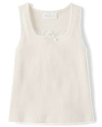 Girls Lace Ribbed Tank Top