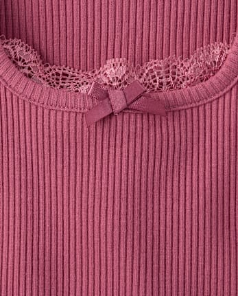 Girls Lace Ribbed Tank Top