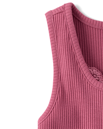 Girls Lace Ribbed Tank Top