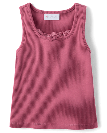 Girls Lace Ribbed Tank Top