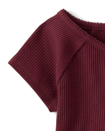 Girls V-Neck Ribbed Cinched Top