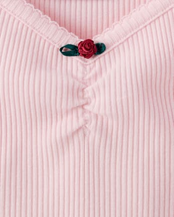 Girls V-Neck Ribbed Cinched Top