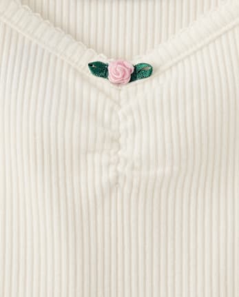 Girls V-Neck Ribbed Cinched Top