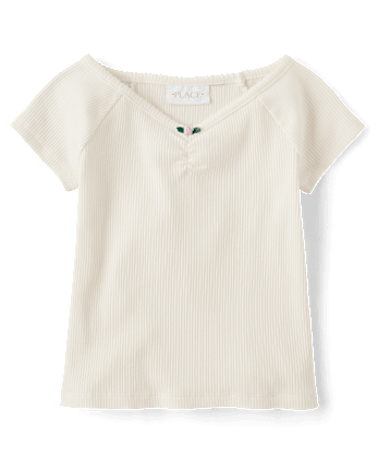 Girls V-Neck Ribbed Cinched Top
