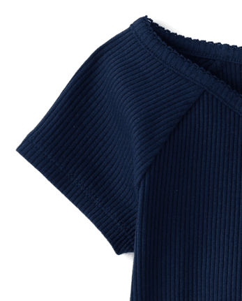 Girls V-Neck Ribbed Cinched Top