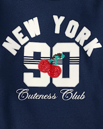 Girls Sequin Cherry Varsity Baby Tee
