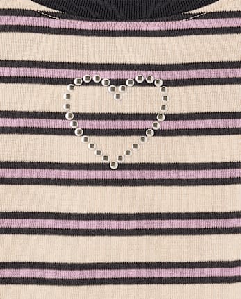 Girls Striped Embellished Top - MOTOROIL
