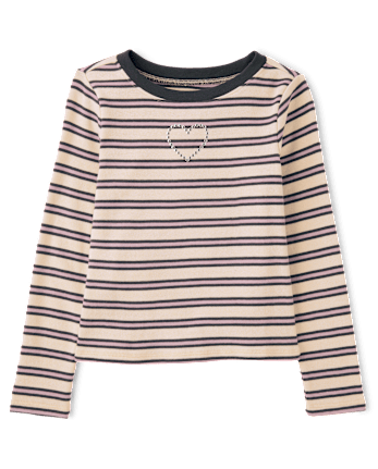 Girls Striped Embellished Top - MOTOROIL