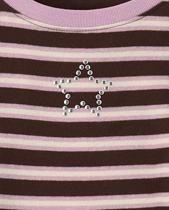 Girls Striped Embellished Top - FRAPPE