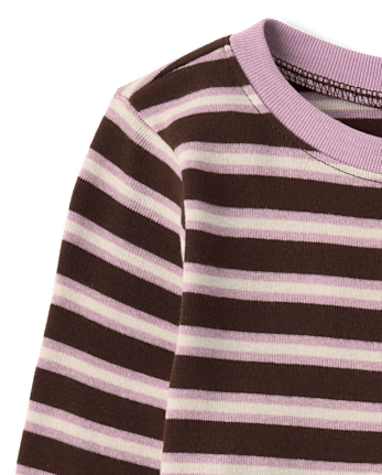 Girls Striped Embellished Top - FRAPPE