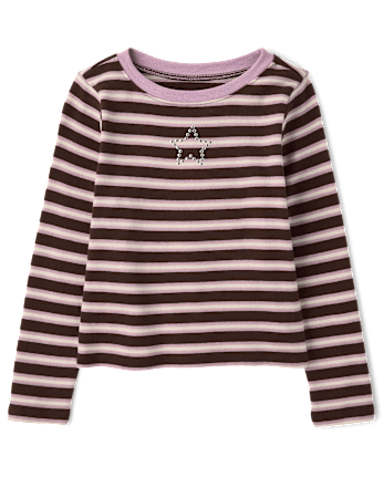 Girls Striped Embellished Top - FRAPPE
