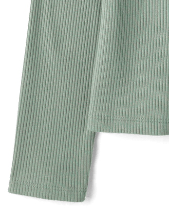 \Haut Henley côtelé à col en dentelle pour fille\ - GLASS GREEN CL