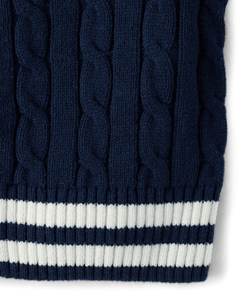 Girls Tipped Cable Knit Zip Up Sweater Hoodie