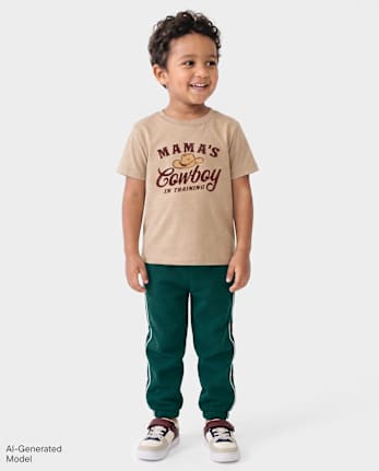 \Pantalon de jogging en polaire premium à rayures latérales pour bébés et petits garçons\ - BALT GREEN