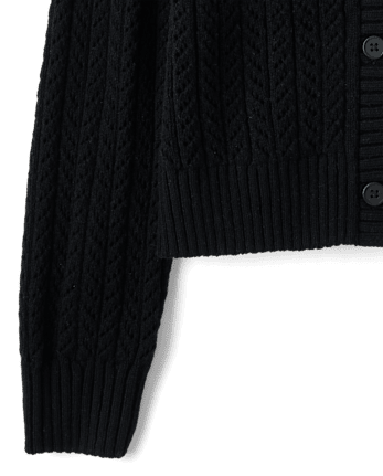 Girls Pointelle Cardigan - BLACK