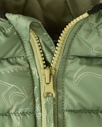 Toddler Boys Print Hooded Puffer Jacket
