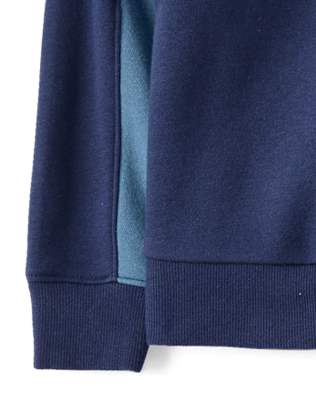 Ensemble 2 pièces en polaire premium à blocs de couleurs pour bébés et petits garçons - THUNDER BLUE