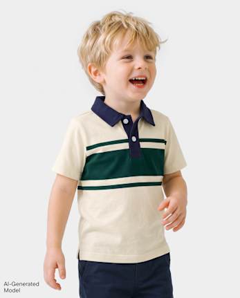 Baby And Toddler Boys Striped Soft Jersey Polo - HAY STACK