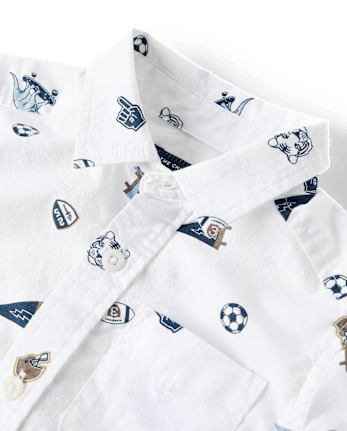 Baby And Toddler Boys Print Poplin Button Up Shirt