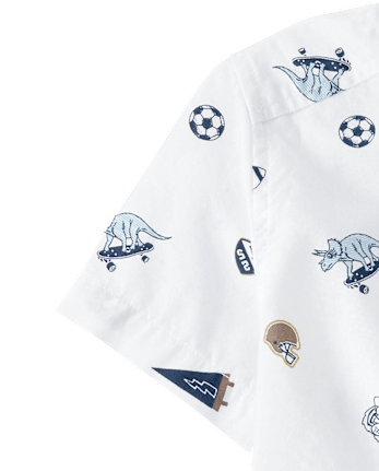 Baby And Toddler Boys Print Poplin Button Up Shirt