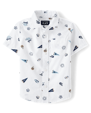 Baby And Toddler Boys Print Poplin Button Up Shirt