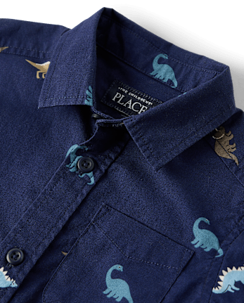 Baby And Toddler Boys Print Poplin Button Up Shirt