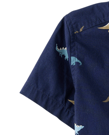 Baby And Toddler Boys Print Poplin Button Up Shirt