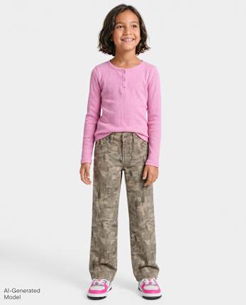 Girls Camo Baggy Jeans - ARID EARTH