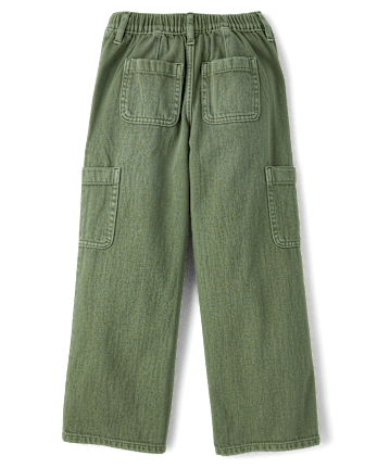 Girls Garment Dyed Baggy Cargo Jeans